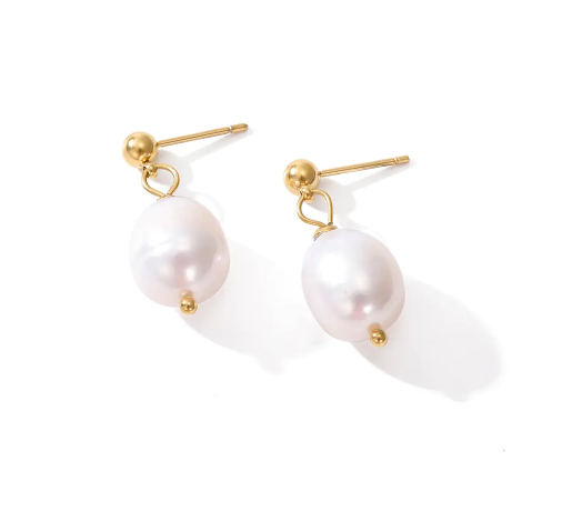 Natural Freshwater Pearl Dangle Earrings